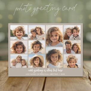 Photo Collage - 11 Pics and Text - Cheery Neutral Holiday Card