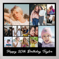 Photo Collage 12 Picture Grid Custom Square Black