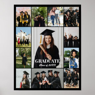 Photo Collage 12 Pictures 11x14 Custom Black Poster