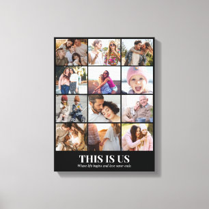 Photo Collage 12 Pictures 12x16 18x24 24x32 30x40 Canvas Print