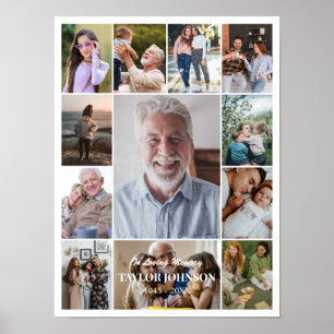 Photo Collage 12 Pictures 12x16 18x24 24x32 White Poster