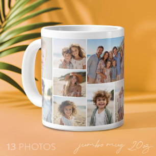 Photo Collage - 13 Pics Modern Minimal Grid Large Coffee Mug