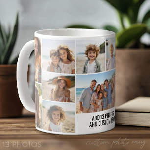 Photo Collage - 13 Pics plus Text Block Minimal Coffee Mug