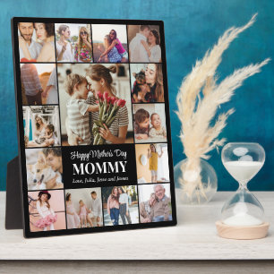 Photo Collage 15 Picture Grid 8x10 Custom Black Plaque