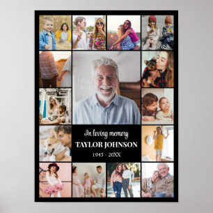 Photo Collage 15 Pictures 12x16 18x24 24x32 Black Poster