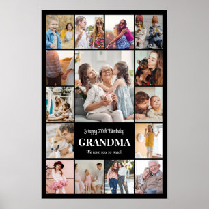 Photo Collage 15 Pictures 12x18 16x24 20x30 Black Poster