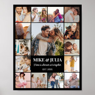 Photo Collage 15 Pictures 8x10 16x20 24x30 Black Poster