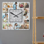 Photo Collage 16 Picture Whitewashed Wood Numbered Square Wall Clock<br><div class="desc">Photo wall clock with 16 of your favourite photos. The design has a rustic whitewashed wood look background and stylish clock face with modern numbers. The photo template is ready for you to upload your photos, which are displayed in 2x portrait, 2x landscape and 12x square / instagram picture format....</div>