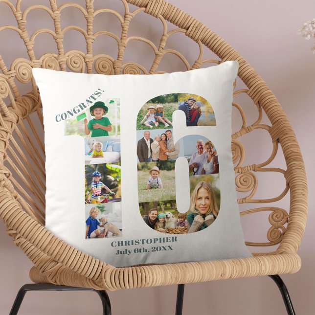 Photo Collage 16th Birthday Personalised Keepsake Cushion (Creator Uploaded)