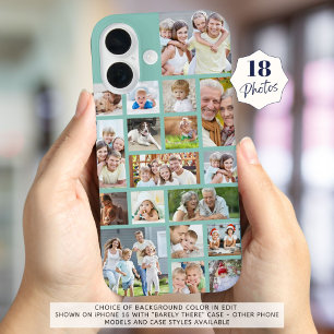 Photo Collage 18 Photos Custom Colour Mint iPhone 16 Case