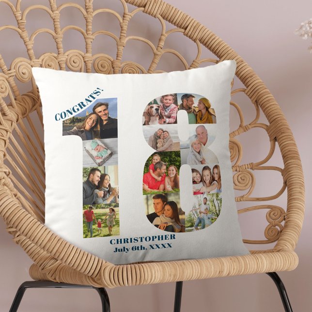Photo Collage 18th Birthday Personalised Keepsake Cushion (Creator Uploaded)