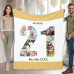 Photo Collage 21st Birthday Neutral Sand Picture Fleece Blanket<br><div class="desc">Custom Picture Blanket with 10 of your favourite photos. This stylish photo collage is in the shape of the number 21 on a white background with neutral beige sand / muted yellow borders. The blanket can also be personalised with the name and birth date of your choice, which is lettered...</div>
