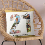 Photo Collage 21st Birthday Personalised Neutral Cushion<br><div class="desc">Personalised 21st Birthday Gift. This custom decorative pillow has a neat photo collage shaped into a number 21 with neutral beige sand / muted yellow borders and bronze modern typography. The wording reads "Congrats!" along with your custom name and birth date (all of which you can edit or leave blank)....</div>