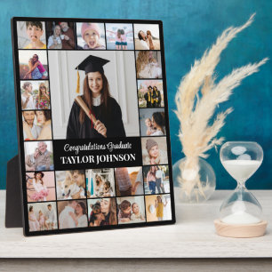 Photo Collage 24 Picture Grid 8x10 Custom Black Plaque