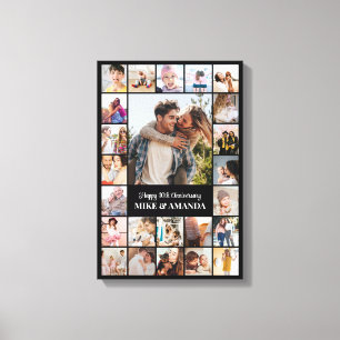 Photo Collage 24 Pictures 12x18 16x24 20x30 Black Canvas Print