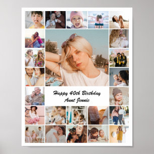 Photo Collage 24 Pictures 8x10 16x20 24x30 White Poster