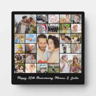Photo Collage 25 Picture Grid Custom Square Black Plaque