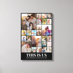 Photo Collage 25 Pictures 12x18 16x24 20x30 24x36 Canvas Print