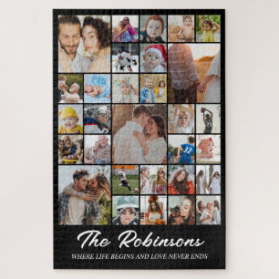 Photo Collage 30 Pictures 20x30 Family Portrait Jigsaw Puzzle