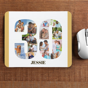 Photo Collage 30th Birthday Number 30 Custom Mouse Pad