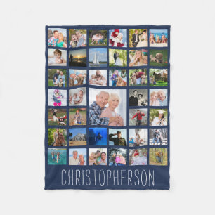 Photo Collage 39 Pics Editable Colour Personalised Fleece Blanket