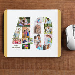 Photo Collage 40th Birthday Number 40 Custom Mouse Pad<br><div class="desc">Create your own personalised mouse pad for a unique 40th birthday gift. The number 40 photo collage is on a white background with neutral beige sand / muted yellow borders and bronze modern typography. The design includes up to 15 different photographs - in different shapes and sizes - to give...</div>
