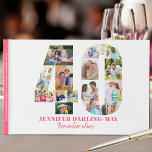 Photo Collage 40th Birthday Remember When ... Pink Guest Book<br><div class="desc">This personalised photo guest book is a lovely milestone birthday keepsake for a 40th Birthday. You can either let the guests at the 40th birthday party celebration add their well wishes and reminiscences or, if you're not having a party, you can pre-fill it with photos and "remember when ... ",...</div>