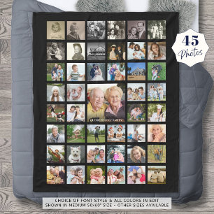 Photo Collage 45 Photo Template Personalised Black Fleece Blanket