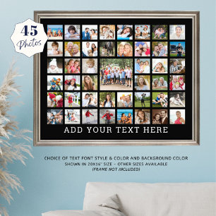 Photo Collage 45 Photos Personalised Black Print
