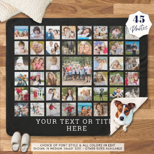 Photo Collage 45 Photos Personalised Black Sherpa Blanket