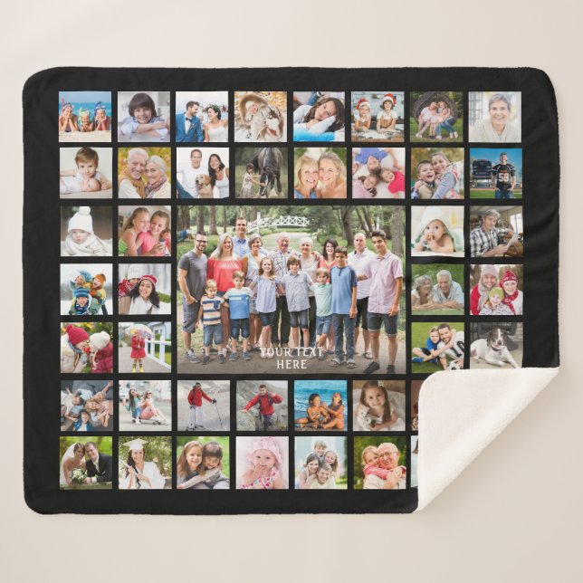 Photo Collage 45 Photos Personalised Custom Colour Sherpa Blanket (Front (Horizontal))