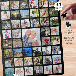 Photo Collage 45 Pictures Black Jigsaw Puzzle