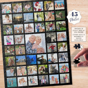 Photo Collage 45 Pictures Black Jigsaw Puzzle