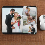 Photo Collage 4 Wedding Picture Montage Mouse Pad<br><div class="desc">Create your own unique wedding photo mousepad. The photo template is set up ready for you to add 4 of your favourite pictures which will automatically display as one main background photo in landscape format, with the remaining 3 photos overlaid in a zigzag montage. The design has narrow black photo...</div>