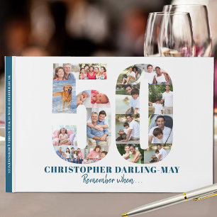 Photo Collage 50th Birthday Remember When ... Blue Guest Book