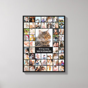 Photo Collage 52 Pictures 12x16 18x24 24x32 Black Canvas Print