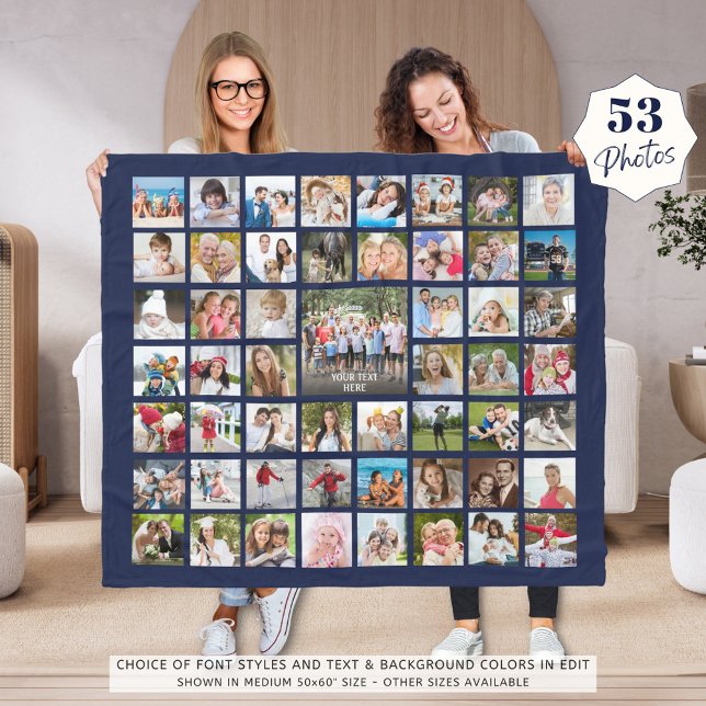 Photo Collage 53 Photos Personalised Custom Colour Fleece Blanket (Creator Uploaded)