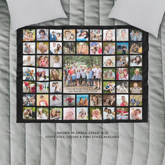 Photo Collage 55 Photos Personalised Custom Colour Fleece Blanket (Creator Uploaded)