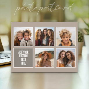 Photo Collage - 5 Photos and Text Block Postcard
