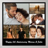 Photo Collage 5 Picture Grid Custom Square Black
