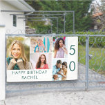 Photo Collage 5 Picture Personalised 50th Birthday<br><div class="desc">Personalised banner celebrating a 50th Birthday - or customise for any other age! The photo template is set up for you to add 5 of your favourite photos which are displayed in a photo collage of horizontal landscape and vertical portrait formats. The wording simply reads "Happy Birthday [your name]" in...</div>
