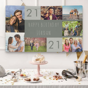 Photo Collage 7 Picture Personalised 21st Birthday Banner