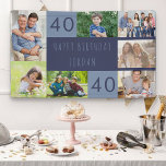 Photo Collage 7 Picture Personalised 40th Birthday Banner<br><div class="desc">Personalised banner celebrating an 40th Birthday. The photo template is set up for you to add 7 of your favourite photos which are displayed in a photo collage around the birthday greeting. The wording simply reads "Happy Birthday [your name]" in casual typography. "40" is actually editable if you would like...</div>