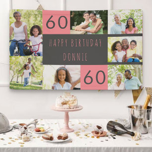 Photo Collage 7 Picture Personalised 60th Birthday Banner