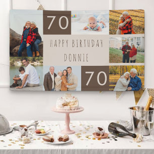 Photo Collage 7 Picture Personalised 70th Birthday Banner