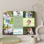 Photo Collage 7 Picture Sage Green 50th Birthday Canvas Print<br><div class="desc">Say Happy 50th Birthday with a custom wrapped canvas. The photo template is set up for you to add 7 of your favourite photos which are displayed in a photo collage around the birthday greeting. The wording simply reads "Happy 50th Birthday" in casual typography. "50th" is actually editable if you...</div>