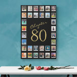 Photo Collage 80th Birthday Chapter 80 Large Faux Canvas Print<br><div class="desc">Give a unique and personalised gift for an 80th birthday with a 32-photo collage faux canvas print. This beautiful collage captures memories from the past 80 years of this special someone's life that can be proudly displayed in their home. It's printed on a large faux canvas, giving it a professional,...</div>
