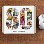 Photo Collage 80th Birthday Number 80 Custom Mouse Pad<br><div class="desc">Create your own personalised mouse pad for a unique 80th birthday gift. The number 80 photo collage is on a white background with neutral beige oatmeal borders and bronze modern typography. The design includes up to 18 different photographs - in different shapes and sizes - to give you the plenty...</div>