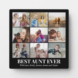 Photo Collage 9 Picture Grid Custom Square Black Plaque