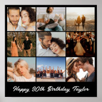 Photo Collage 9 Picture Grid Custom Square Black